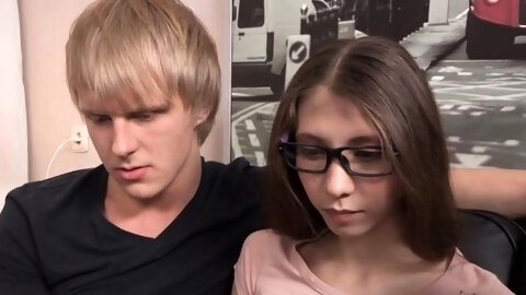 Babe spreads legs wide getting knob inside of her snatch