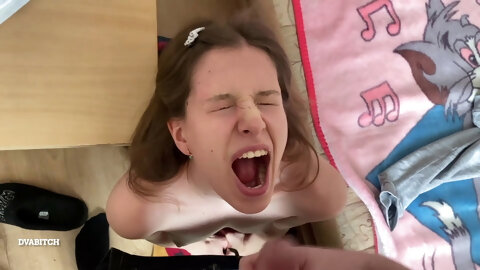 Slutty girl sucks a sloppy dick and swallows cum