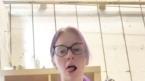 Girl masturbating at work