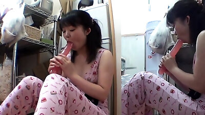 Japanese teen fucks toy