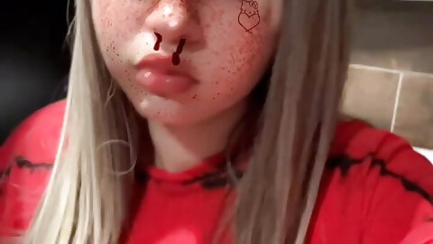 Girl plays with her big boobs