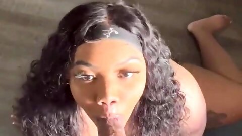 Oh God! Curly ebony teen sucked my dong and made me give her a facial.