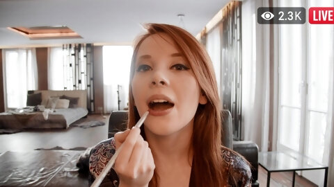 Lottie Magne enjoys while her trimmed cunt is being licked